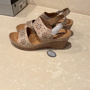 Chic Beige Cutout Wedge Sandals